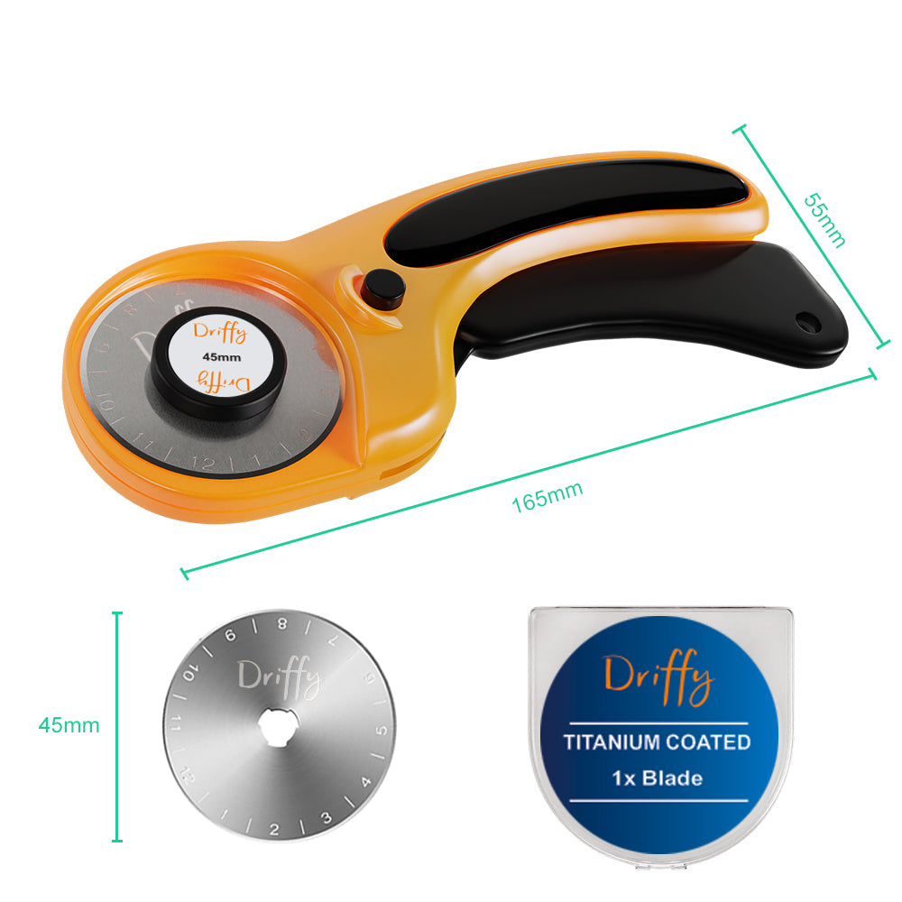 Rotary Cutter with Extra Steel Spare Blade - Driffy - 45mm