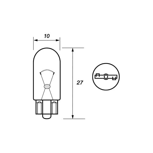 Tek Automotive 504 W3W Car Bulbs Side Tail Indicator Repeater High Brake Interior Number Plate Dashboard Light 12V 3W W2.1x9.5D Capless - Box of 10