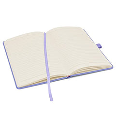 Notes London Eco A5 Notebook with Lined Pages, Pen Loop, Ribbon, Date Marks and Paper Pocket, Medium Hardback Journal, Note, sustainably sourced paper (Pastel Purple)