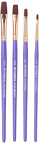 Humbrol Hubrol Pack of 4 Paint Set Flat-3mm, Purple, Flat Brushes Size 3mm, 5mm, 7mm, 10mm Brush Pack