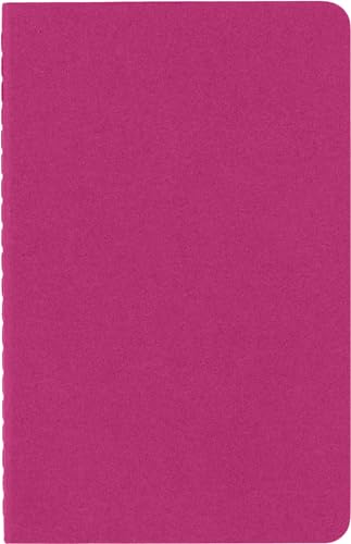 Moleskine Cahier Journal, Set 3 Notebooks with Ruled Pages, Cardboard Cover with Visible Cotton Stiching, Colour Kinetic Pink, Pocket 9 x 14 cm, 64 Pages