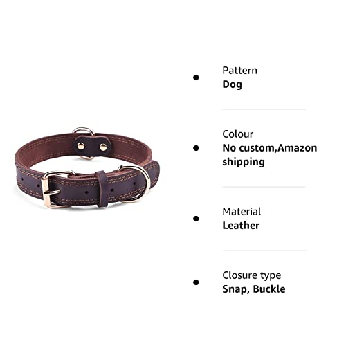 SLZZ Premium Real Genuine Leather Dog Collar/Soft Touch Heavy Duty Genuine Leather/Adjustable Perfect for Male Female Small X-Small Dogs-Brown-XS