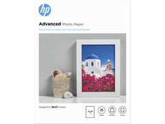 HP Q8696A, 13 x 18 cm Borderless, Advanced Glossy Photo Paper, 250 gsm, 25 Sheets, White