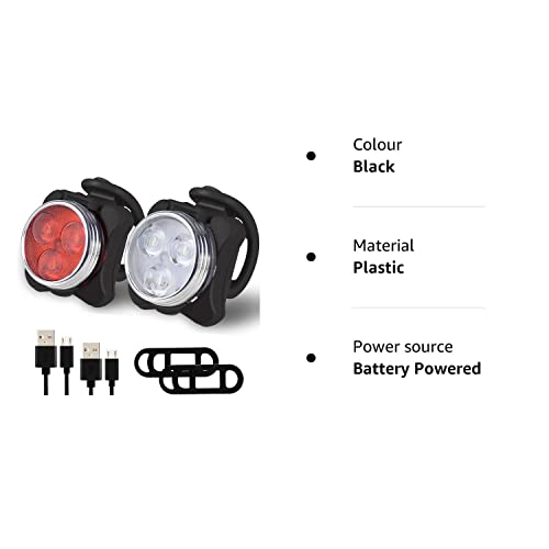 Balhvit Bike Light Set, Super Bright USB Rechargeable Waterproof Mountain Road Safety & Easy Mount LED Bicycle Lights, USB Cycling Front & Rear Light