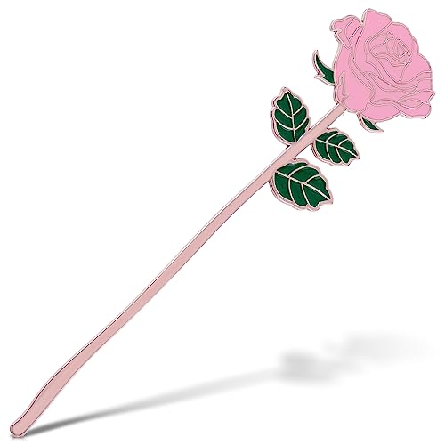 Bewudy Pink Rose Bookmark Gift, Metal Book Page Holder for Reading Lovers, Teacher Appreciation Gifts Valentine Mother's Day Christmas Birthday Gift for Women Book Lovers (Pink Rose)