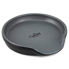 Cole & Mason H822141 Duxford Black/Grey Spoon Rest, Kitchen Organisation, Utensil Holder Rest for Cooking/Wooden/Tea Spoons, Ceramic, (H)20 mm x (D)105 mm