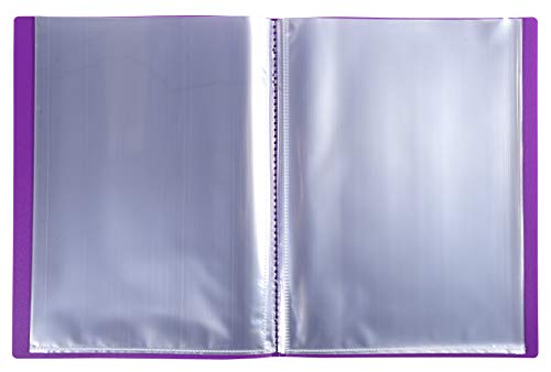 Exacompta - Ref 88226E - Semi-Rigid PP Display Book - Suitable for A4 Documents, Wipeable Cover, 500 Micron Polypropylene, 20 Pockets, 40 Viewing Pages - Purple Cover (Pack of 2)