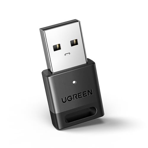 UGREEN Bluetooth 5.3 Adapter for PC, USB Bluetooth Dongle Receiver, EDR and BLE Modes, Long Range, Plug & Play, Mini-Sized, Supports Windows 11/10/8.1 for Controller, Headphone, Keyboard, Mouse etc.