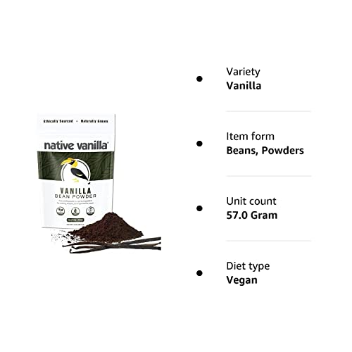 Native Vanilla - Premium Gourmet 100% Pure Ground Vanilla Bean Powder (56,7 g) - for Coffee, Baking, Ice Cream, Keto-Friendly