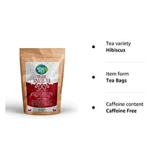 Organic Hibiscus Tea Bags (20 Bags) by The Natural Health Market • Roselle Tea Bags Produce a Vivid Red Tea • 100% Natural Hibiscus Flowers