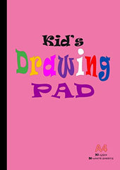 Kid's Drawing Pad A4: Drawing Paper for Children, 100 Pages/50 Sheets, 90gsm Thick Plain Sketch and Colouring Paper Book   210 x 297mm - Pink cover