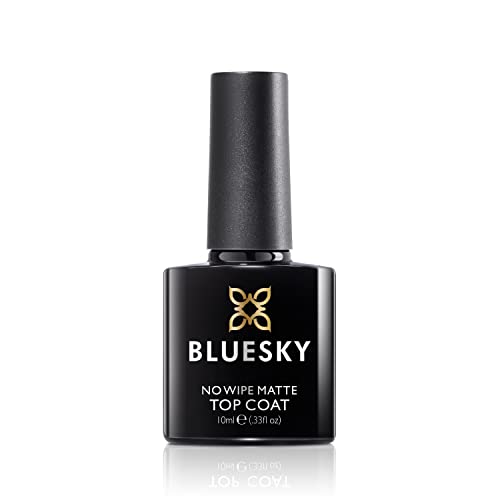 Bluesky Gel Polish Matte No Wipe Top Coat, Soak-off UV LED Gel Nail Polish, Matte Finish, Long Lasting, Clear, 10ml