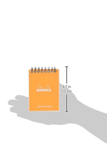 RHODIA 11503C - Spiral Notebook (Full Bound) Orange - A7 - Dotted Dot - 80 Detachable Sheets - 80G Clairefontaine Paper - Soft and Resistant Coated Card Cover - Classic