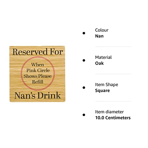 Reserved For Nans Drink Solid Oak Drink Coaster from Grandchildren. Birthday item. Wood Mat for Drinks. Token for Nan to be.