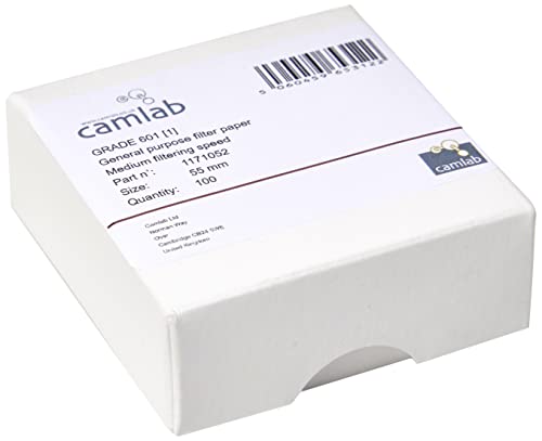 Camlab 1171052 Grade 601 [1] General Purpose Filter Paper, Medium Filtering Speed, 55 mm Diameter (Pack of 100)