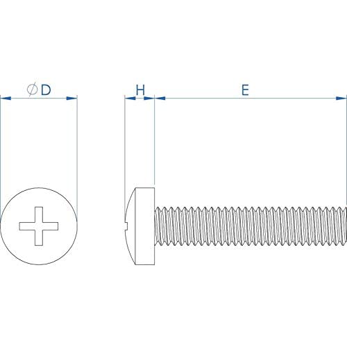 M4 (4mm x 45mm) Pozi Pan Head Machine Screws - A2 Grade Stainless Steel (Pack of 20)