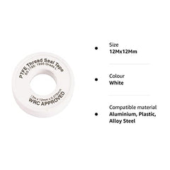 All Trade Direct 1 X Ptfe White Thread Seal Tape 12Mx12Mm Teflon Plumber Plumbing Joint Water Oil