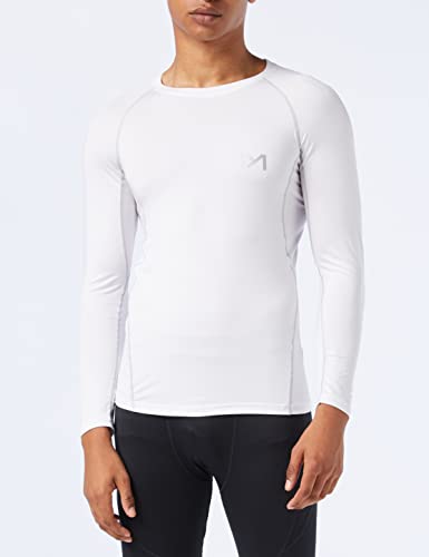 MEETYOO Men's MenÂ’s Compression Base Layer Top Long Sleeve T-shirt Sports Gear Fitness Tights for Running Gy Shirt, White, XL UK