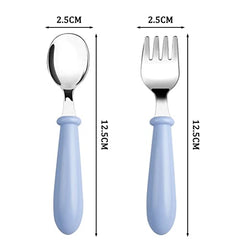 3 Set/6 PCS Baby Fork and Spoon, Toddler Utensils Stainless Steel Baby Forks and Spoons Silverware Set with Round Handle Kids Silverware Children's Flatware Kids Cutlery Set 3 x Forks,3 x Spoons