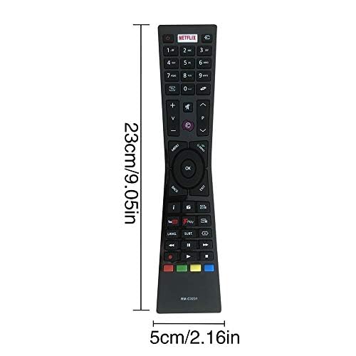 Replacement JVC Remote Control RM-C3232 RM-C3231 RC43101P for JVC Bush Remote Smart 4K UHD LED LCD TVs with Fplay YouTube Netflix Buttons LT-24C680 LT-24C685 LT-32C695 LT-32C795 LT-40C790 -Black