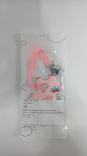 CLDY Teething Toys for Babies 3 Months Baby Teethers with Clip Silicone Baby Teether Toys for Boys and Girls Infant Teething Relief for Teething Elephant Shape, Pink (Barley ChainandElephant)