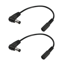 RIIEYOCA 90 Degree DC Power Extension Cable 5.5 mm x 2.1 mm Right Angle Male to Female Plug Jack Extension Cord for CCTV Security Cameras, DC Power Supply(20cm/2 Pack)