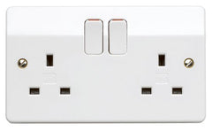 MK Logic Plus Double Socket (K2747 WHI DP) 13A 2 Gang, in white, with inherent antimicrobial properties.