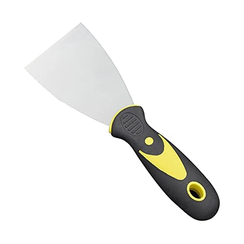 PLASTIFIC Putty Knife Scrapers, Spackle Knife, Metal Scraper Tool for Drywall Finishing, Plaster Scraping, Decals and Wallpaper, with Plastic Handle and Metal Blade Scraper (3 Inches)