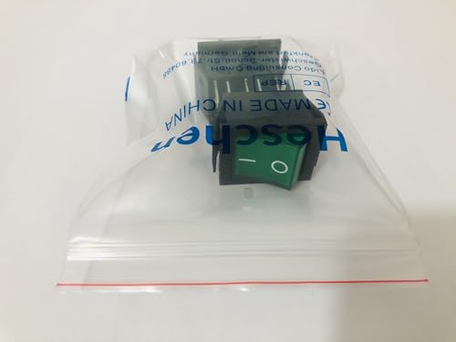 Heschen Rocker Switch ON-OFF DPDT 6 Terminals Green Light Illuminated 16A 250VAC 2Pack