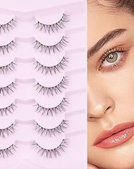 Onlyall Eyelashes Natural Look Fake Eyelashes Natural Lashes Lightweight False Eyelashes Wispy Lashes 3D Faux Mink Eyelashes 7 Pairs D3