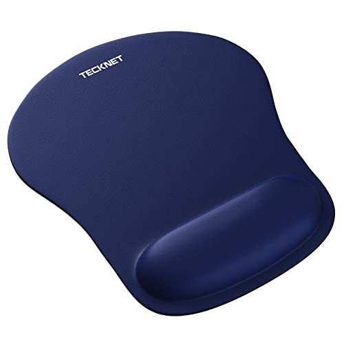 TECKNET Mouse Mat with Memory Foam Rest -Non-slip Rubber base- Special-Textured Water-Resistant Surface