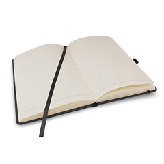 Notes London A5 Environmentally Friendly Eco Notebook with Lined Pages & Date Marks, 100% Recycled Paper, Ribbon, Pen Loop and Enclosure band, Hardback Journal Notepad Note (Charcoal)