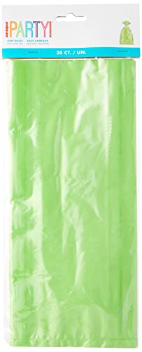 Lime Green Large Cellophane Bags (27cm x 12cm) 30 Count - Vibrant and Durable Packaging for Gifts and Treats