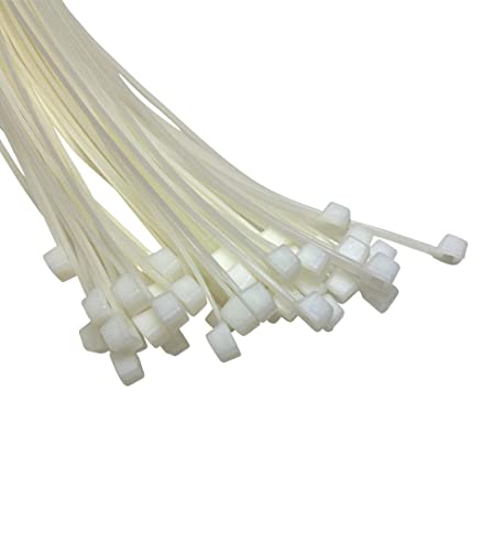 50 Pieces Black and White Cable Ties (3.6mmx200mm, Natural)