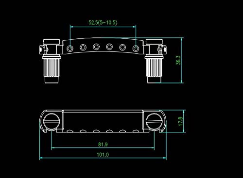 Guyker Guitar Tune-O-Matic Bridge and Stop Bar Tailpiece Combo Replacement Compatible with LP SG EPI 6 String Electric Guitar(GS001 and GM005, chrome)