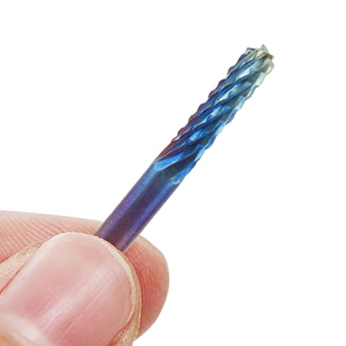 Mesee 10 Pieces Nano Blue Coat End Mill CNC Router Bits, 1/8 Inch Shank Carbide End Milling Cutter Engraving Bit Rotary Burrs Tool Set for PCB Mould Plastic Fiber Carbon Fiber, 0.8-3.175mm