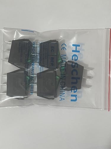 Heschen Rocker Switch, ON-OFF, SPST, 3 Terminals, Green Light, 16A 250VAC, 5Pack