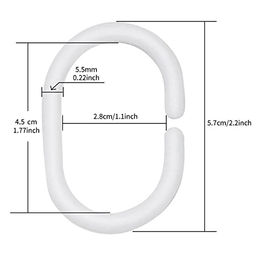 Plastic Shower Curtain Rings Hooks for Bathroom Shower Window Rod (24 Pack White)