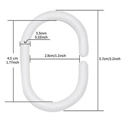 Plastic Shower Curtain Rings Hooks for Bathroom Shower Window Rod (24 Pack White)