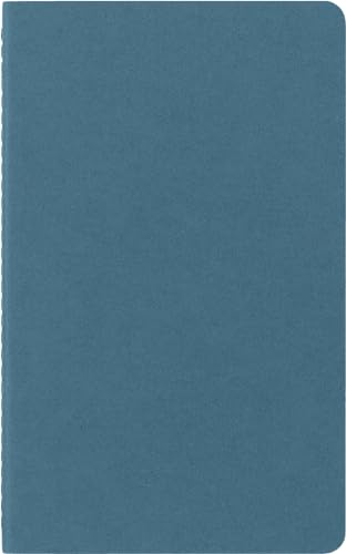 Moleskine Cahier Journal, Set 3 Notebooks with Plain Pages, Cardboard Cover with Visible Cotton Stiching, Colour Brisk Blue, Large 13 x 21 cm, 80 Pages