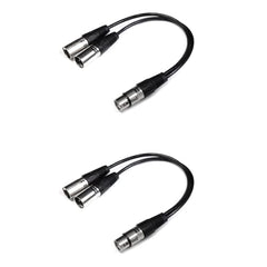 BRIEFCEC 2pcs XLR Y Cable, Microphone Splitter Cable XLR Female to Dual XLR Male 3 Pin Jack Splitter Cord Audio Adapter, Zinc Alloy Jack OFC Copper Cable(1 Female to 2 Male, 30CM, Silver)