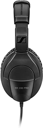 Sennheiser HD 280 PRO Closed-Back Around-Ear Collapsible Professional Studio Monitoring Headphones, for Recording & Mixing, 64 Ohms, Includes 6.3mm Stereo Jack Adaptor & 3m Coiled Cable