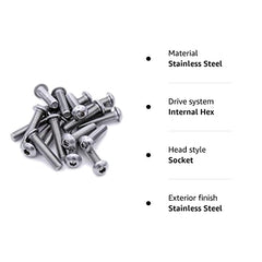 M8 (8mm x 10mm) Hex Socket Button Machine Screw (Bolt) - Stainless Steel (A2) (Pack of 20)