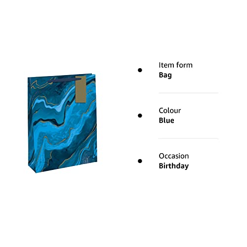 Ocean Marble Birthday Occasions Gift Bag with Gold Tag (Medium)