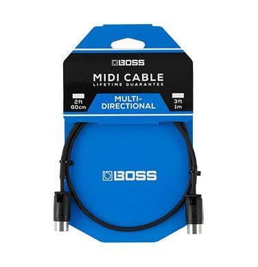 BOSS Bmidi-Pb2 – Space-Saving Midi Cable with Multi-Directional Connectors, Perfect for Pedalboards And All Midi Applications, Black, 2ft/60cm