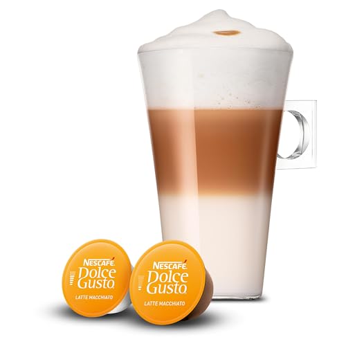 NESCAFE Dolce Gusto Latte Macchiato Coffee Pods - total of 48 Latte Macchiato Coffee Pods - Milky Coffee (3 Packs)