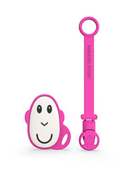 Matchstick Monkey, Antimicrobial Silicone Flat Face Teether (8 cm) and Soother Clip (19 cm), Easy To Grip, BPA Free, 3 Months Oldand, Pink Monkey Set