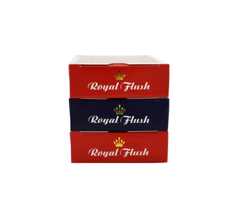 Royal Flush Playing Cards UK - 3 x Deck of Cards, Superior Cartamundi Linen Finish, Easy To Shuffle & Durable, Multipack Red & Blue, Great Gift For Games Night