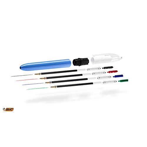 BIC 4 Colours Original Pens, Multi Coloured Pens All In One, Biro Pens, Medium 1.0mm, Green, Blue, Red, Black, 3 Pens Per Pack, 1 Pack