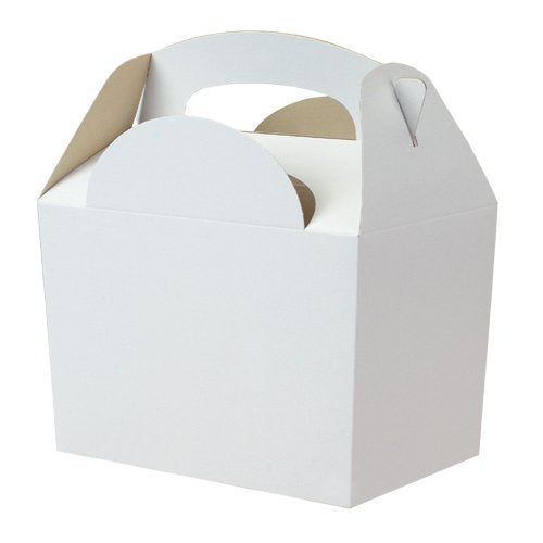 Childrens/Kids Party Food Meal Boxes - Plain Colours - Gift Bag Box - 100% Recyclable/Biodegradable (10, White)